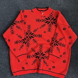 Vintage Stefano Sweater Womens One Size Red Snowflake Knit Pullover Winter